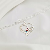 Lantisor Dragii MAMEI - 3 nume si cristale Swarovski - Argint 925 - 1