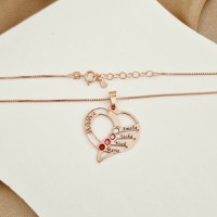 Lantisor Dragii MAMEI - 4 nume si cristale Swarovski - Argint 925 placat cu Aur Roz 18K - 1