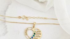 Lantisor Dragii MAMEI - 5 nume si cristale Swarovski - Argint 925 placat cu Aur Galben 18K