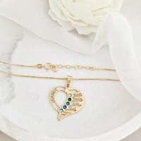 Lantisor Dragii MAMEI - 5 nume si cristale Swarovski - Argint 925 placat cu Aur Galben 18K - 1