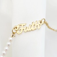 Lantisor Faith - Bijuterie cu Har - Combinație lant si perle naturale - Argint 925 placat cu Aur Galben 18K - 1