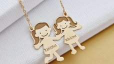 Lantisor Familie - 2 Membri - Argint 925 placat cu Aur 18K