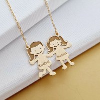 Lantisor Familie - 2 Membri - Argint 925 placat cu Aur 18K - 1