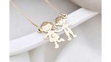 Lantisor familie - 2 membri - Aur Galben 9K - 16 mm inaltime