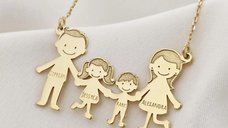 Lantisor Familie - 4 Membri - Argint 925 placat cu Aur 18K