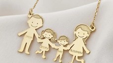 Lantisor Familie - 4 Membri - Argint 925 placat cu Aur 18K