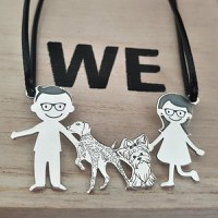 Lantisor Familie - 4 Membri cu Yorkshire si Brac german - snur matase vegetala - 1