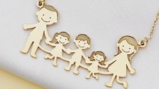 Lantisor Familie - 5 Membri - Argint 925 placat cu Aur Galben 18K
