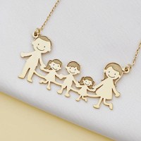 Lantisor Familie - 5 Membri - Argint 925 placat cu Aur Galben 18K - 1