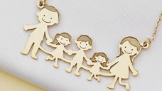 Lantisor Familie - 5 Membri - Argint 925 placat cu Aur Galben 18K