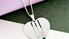 Lantisor Familie Inima - 2 membri - Argint 925 cu cristale Swarovski