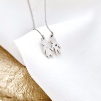 Lantisor Fior al Copilariei - Model fetita si baiat cu Diamante naturale - Argint 925 - 1