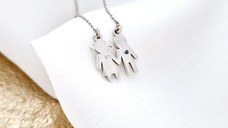 Lantisor Fior al Copilariei - Model fetita si baiat cu Diamante naturale - Argint 925