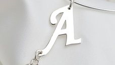 Lantisor fix - Pandantiv cu initiala personalizata si Cristal Swarovski - Argint 925