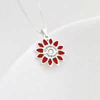 Lantisor Floare de Primavara – Argint 925 - Email rosu & Cristal Swarovski - 1