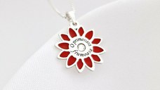 Lantisor Floare de Primavara – Argint 925 - Email rosu & Cristal Swarovski