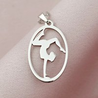 Lantisor Gimnasta grațioasă - Model oval decupat - Argint 925 - 1