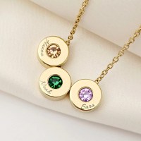 Lantisor Halo - Cercuri personalizate & Zirconii in culorile lunii de nastere – Otel Inoxidabil 316L - 1