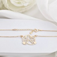 Lantisor In inima mamei - Pandantiv Mama&fete si inimi cu initiale - Argint 925 placat cu Aur Galben 18K - 1