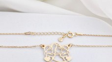 Lantisor In inima mamei - Pandantiv Mama&fete si inimi cu initiale - Argint 925 placat cu Aur Galben 18K