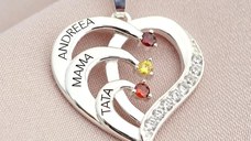 Lantisor Inima cu Poveste - 3 nume si Cristale Zirconia - Argint 925