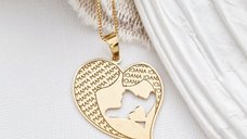 Lantisor Inima - Mama si Fiica - Bijuterie din Argint 925 Placata cu Aur de 18K
