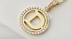 Lantisor Initiala D - Cristale Zirconia - Otel Inoxidabil 316L
