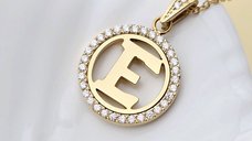 Lantisor Initiala E - Cristale Zirconia - Otel Inoxidabil 316L