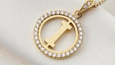 Lantisor Initiala I - Cristale Zirconia - Otel Inoxidabil 316L