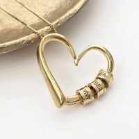 Lantisor Legaturi de Suflet - Pandantiv Inima si Elemente cu nume - Argint 925 placat cu Aur Galben 18K - 1