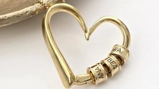 Lantisor Legaturi de Suflet - Pandantiv Inima si Elemente cu nume - Argint 925 placat cu Aur Galben 18K
