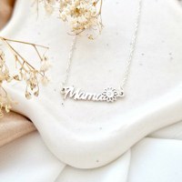 Lantisor mama, simbol floare si Diamant natural - Argint 925 - 1