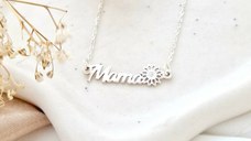 Lantisor mama, simbol floare si Diamant natural - Argint 925
