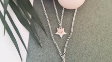Lantisor personalizat - 2 Straturi - Luna si Stea - Argint 925