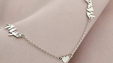 Lantisor personalizat Conexiune - 2 Nume si 1 Inimioara - Argint 925