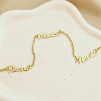 Lantisor personalizat Conexiune - 3 Nume - Argint 925 placat cu Aur galben 18K - 1