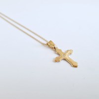 Lantisor personalizat cu Diamant natural - Pandantiv Cruce - Aur Galben 14K - 1