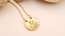 Lantisor personalizat cu Diamant natural - Pandnativ banut 15 mm - Educatoare/Invatatoare - Argint 925 placat cu Aur Galben 18K