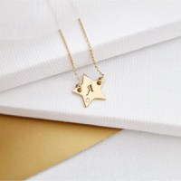 Lantisor personalizat cu Diamant natural - Steluta 12 mm - Aur Galben 14K - 1