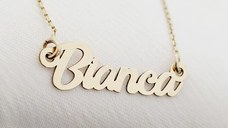 Lantisor personalizat cu nume - 5-6 litere -Font elegant - Aur Galben 9K