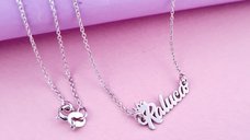 Lantisor personalizat cu nume si simbol coronita - Font elegant - Argint 925