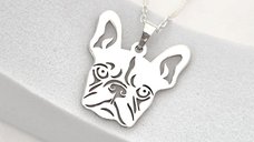 Lantisor personalizat cu pandantiv bulldog francez - 18 mm - Argint 925