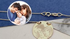 Lantisor personalizat cu poza - Bucurii captate - Pandantiv banut 15 mm - Aur Galben 14K
