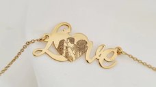 Lantisor personalizat cu poza - Eternal Love - Argint 925 placat cu Aur Galben 18K