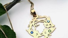 Lantisor personalizat - Cuibul nostru - Argint 925 placat cu Aur Galben 18K - Cristale Swarovski