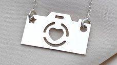 Lantisor personalizat din Argint 925 cu pandantiv aparat foto si stea decupata, lant box - Chic Bijoux