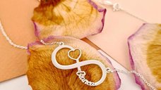 Lantisor personalizat - Infinite love - Pandantiv cu nume decupat - Argint 925