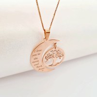 Lantisor personalizat - Luna si copacul vietii - Argint 925 placat cu Aur roz 18k - 1