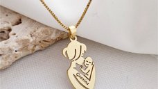 Lantisor Personalizat Mama&Bebe - Pandantiv din Argint 925 cu Placare de Aur Galben 18K
