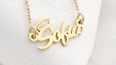 Lantisor personalizat - Medalion cu nume si simbol toca - Argint 925 placat cu Aur Galben 18K